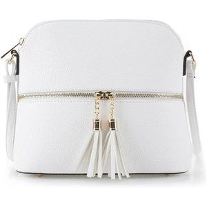 Lightweight Medium Dome Crossbody Bag Shoulder Bag with Tassel Adjustable Strap